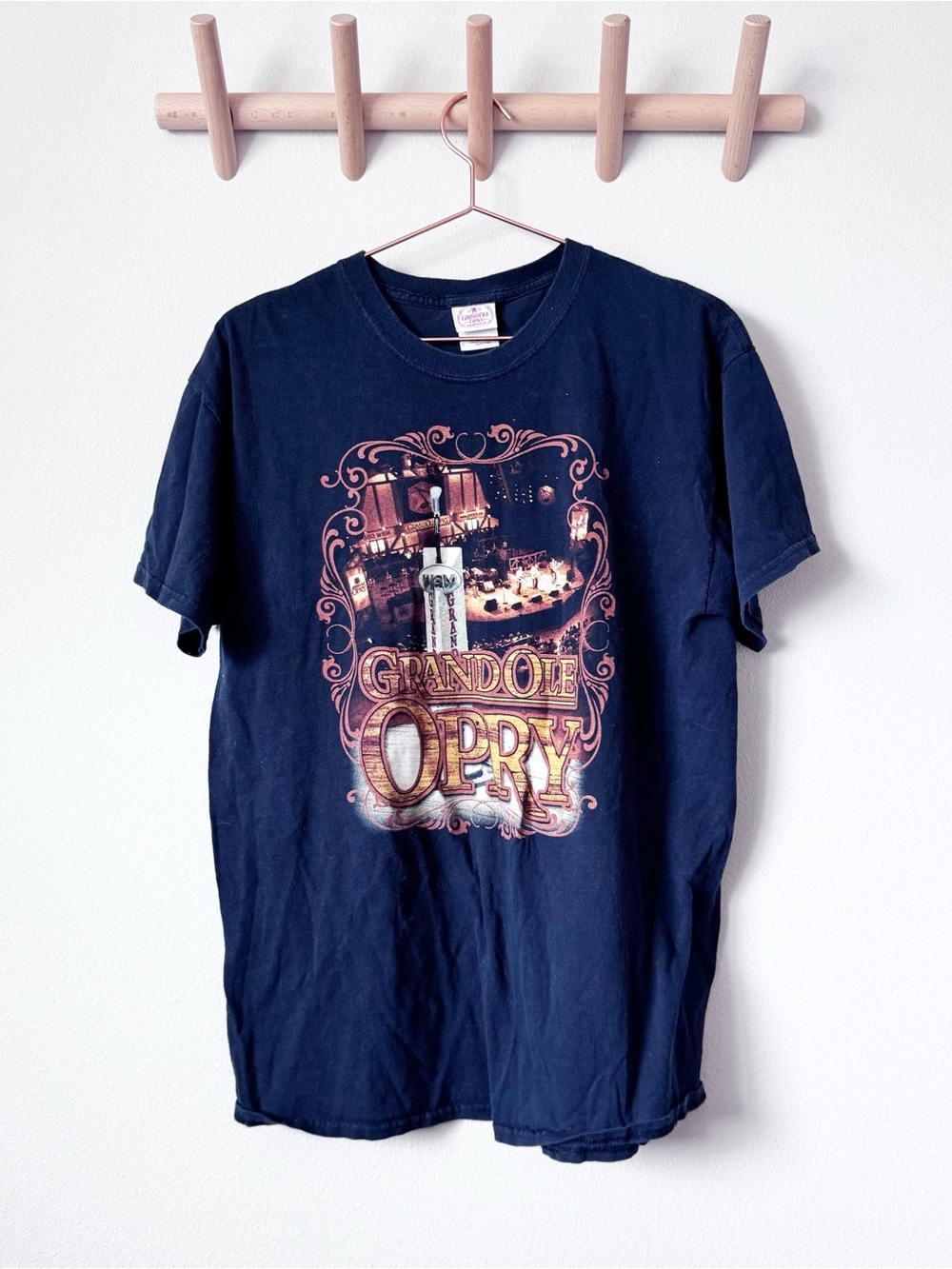 Vintage Grand Ole Opry Black T‑Shirt with Gold and Pink Graphic